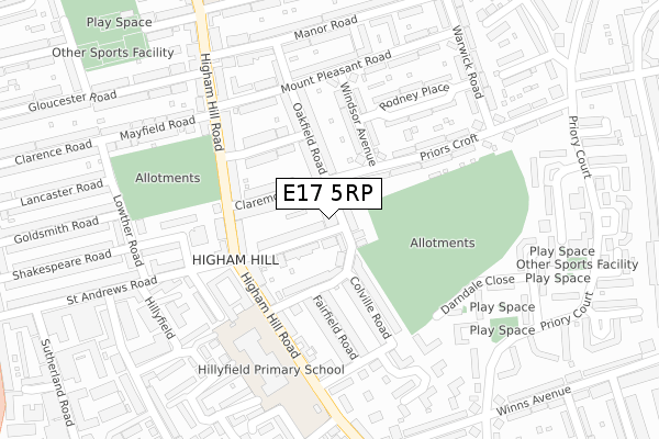 E17 5RP map - large scale - OS Open Zoomstack (Ordnance Survey)