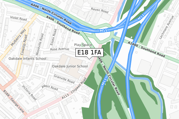 E18 1FA map - large scale - OS Open Zoomstack (Ordnance Survey)