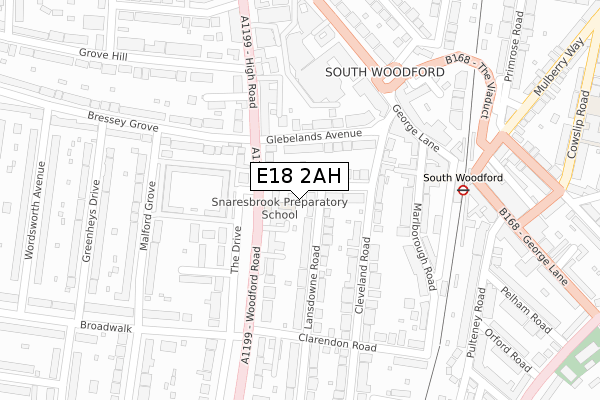 E18 2AH map - large scale - OS Open Zoomstack (Ordnance Survey)