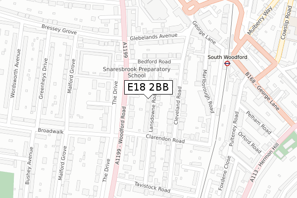 E18 2BB map - large scale - OS Open Zoomstack (Ordnance Survey)