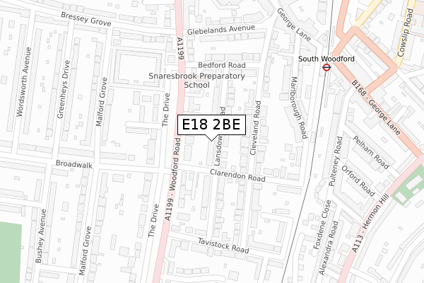 E18 2BE map - large scale - OS Open Zoomstack (Ordnance Survey)