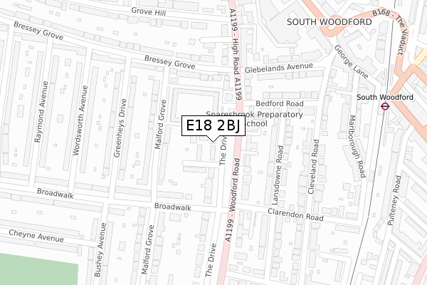 E18 2BJ map - large scale - OS Open Zoomstack (Ordnance Survey)