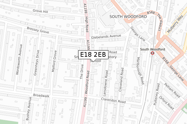 E18 2EB map - large scale - OS Open Zoomstack (Ordnance Survey)