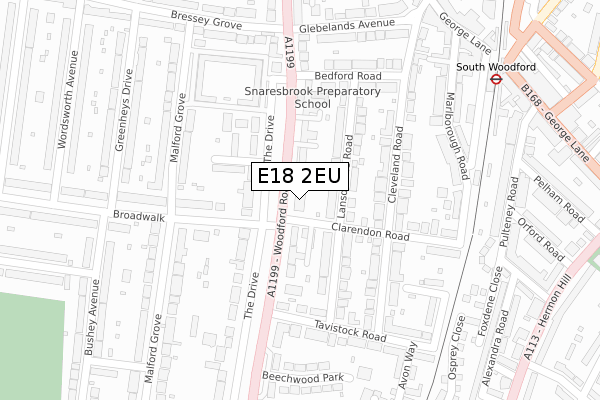 E18 2EU map - large scale - OS Open Zoomstack (Ordnance Survey)