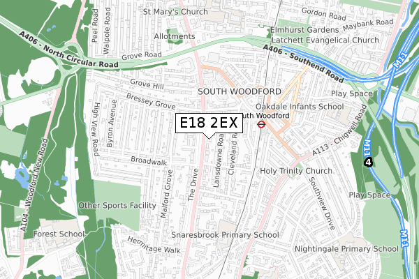 E18 2EX map - small scale - OS Open Zoomstack (Ordnance Survey)