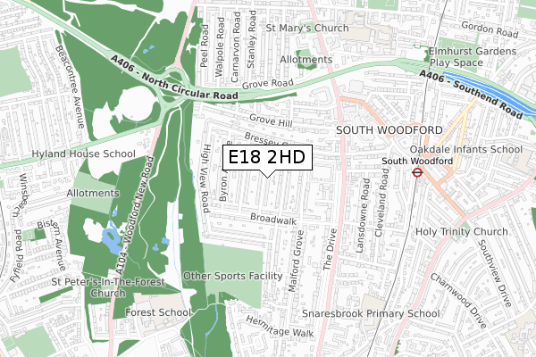 E18 2HD map - small scale - OS Open Zoomstack (Ordnance Survey)