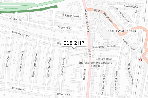 E18 2HP map - large scale - OS Open Zoomstack (Ordnance Survey)