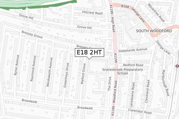 E18 2HT map - large scale - OS Open Zoomstack (Ordnance Survey)