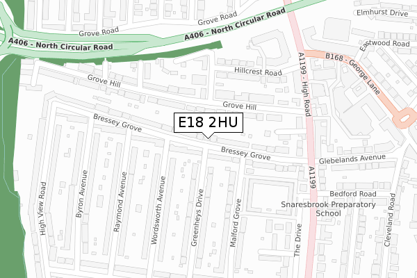 E18 2HU map - large scale - OS Open Zoomstack (Ordnance Survey)