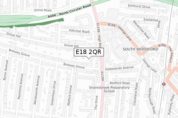 E18 2QR map - large scale - OS Open Zoomstack (Ordnance Survey)