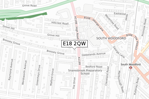 E18 2QW map - large scale - OS Open Zoomstack (Ordnance Survey)