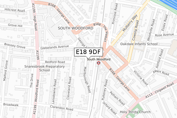 E18 9DF map - large scale - OS Open Zoomstack (Ordnance Survey)