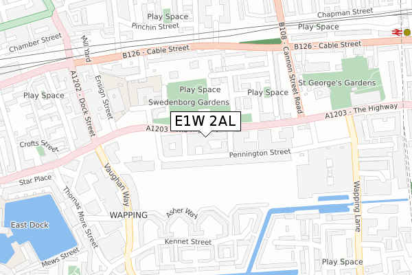 E1W 2AL map - large scale - OS Open Zoomstack (Ordnance Survey)