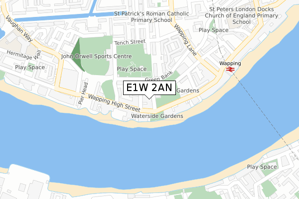 E1W 2AN map - large scale - OS Open Zoomstack (Ordnance Survey)