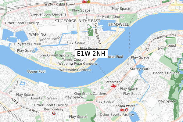 E1W 2NH map - small scale - OS Open Zoomstack (Ordnance Survey)