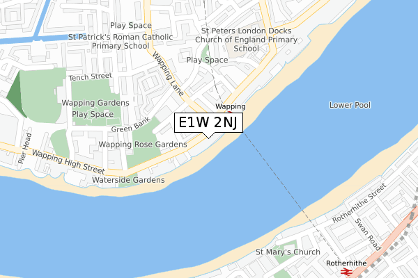 E1W 2NJ map - large scale - OS Open Zoomstack (Ordnance Survey)