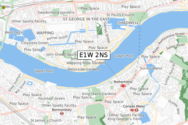 E1W 2NS map - small scale - OS Open Zoomstack (Ordnance Survey)