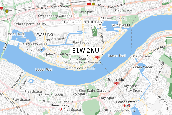 E1W 2NU map - small scale - OS Open Zoomstack (Ordnance Survey)