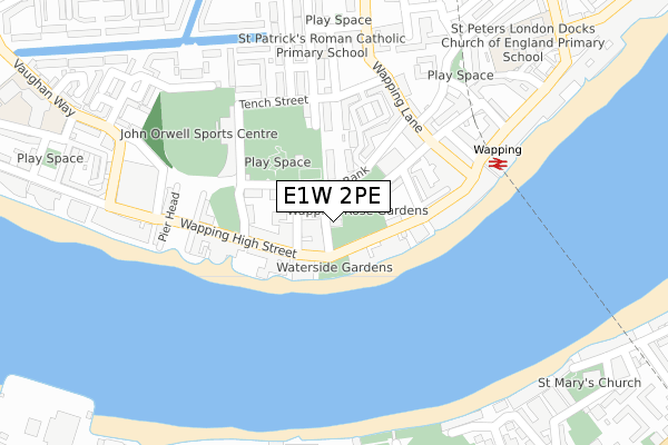 E1W 2PE map - large scale - OS Open Zoomstack (Ordnance Survey)