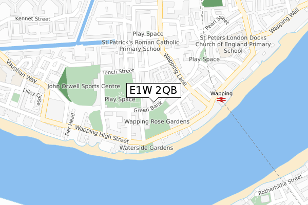 E1W 2QB map - large scale - OS Open Zoomstack (Ordnance Survey)