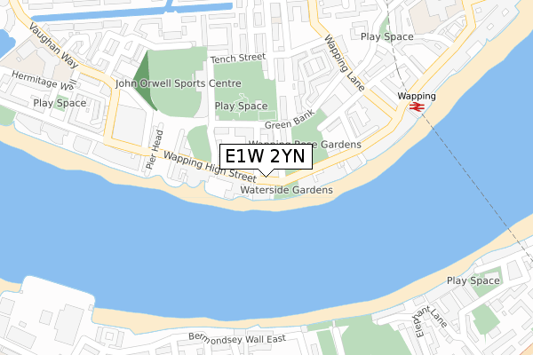 E1W 2YN map - large scale - OS Open Zoomstack (Ordnance Survey)