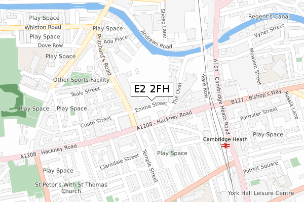 E2 2FH map - large scale - OS Open Zoomstack (Ordnance Survey)