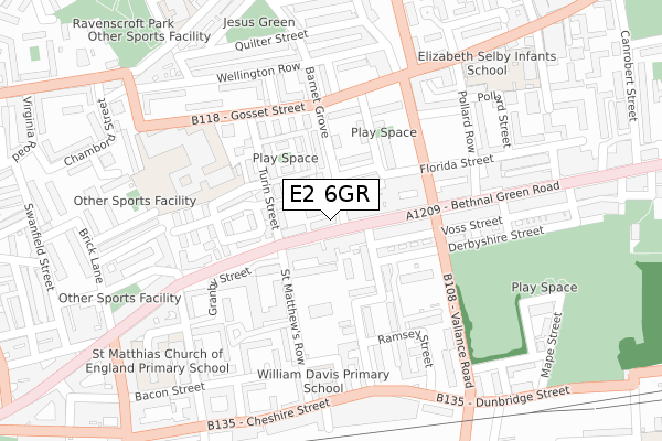 E2 6GR map - large scale - OS Open Zoomstack (Ordnance Survey)