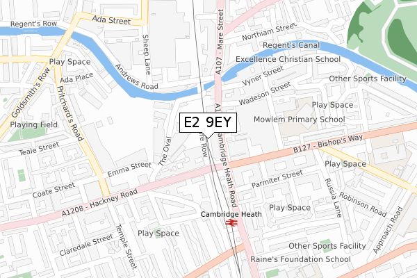 E2 9EY map - large scale - OS Open Zoomstack (Ordnance Survey)