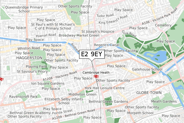 E2 9EY map - small scale - OS Open Zoomstack (Ordnance Survey)