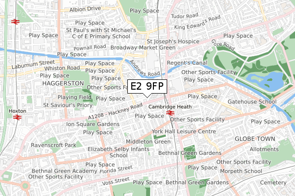 E2 9FP map - small scale - OS Open Zoomstack (Ordnance Survey)