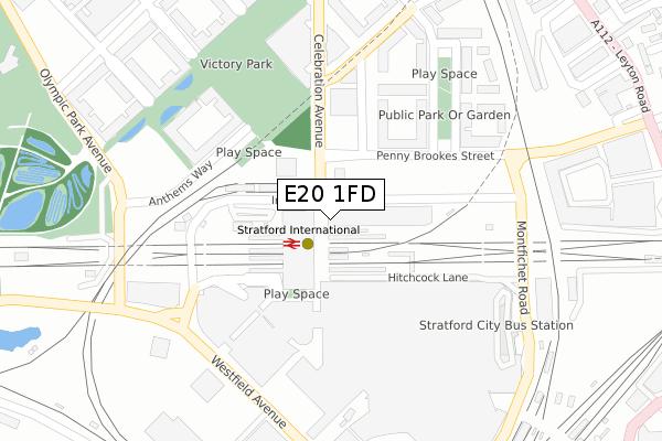 E20 1FD map - large scale - OS Open Zoomstack (Ordnance Survey)