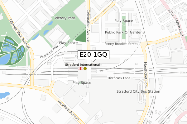 E20 1GQ map - large scale - OS Open Zoomstack (Ordnance Survey)