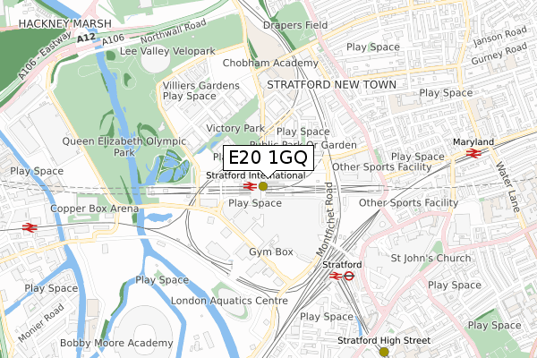 E20 1GQ map - small scale - OS Open Zoomstack (Ordnance Survey)