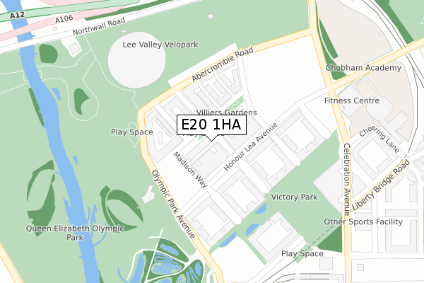 E20 1HA map - large scale - OS Open Zoomstack (Ordnance Survey)