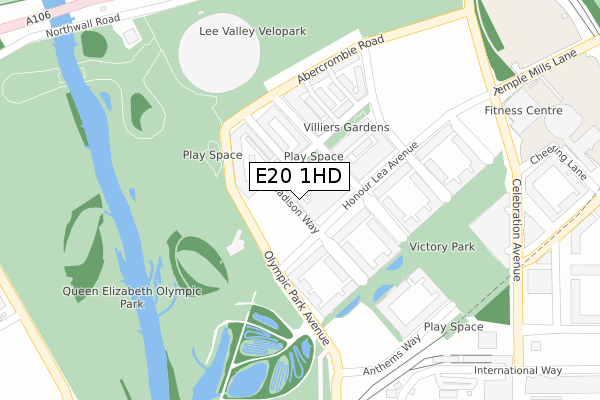 E20 1HD map - large scale - OS Open Zoomstack (Ordnance Survey)