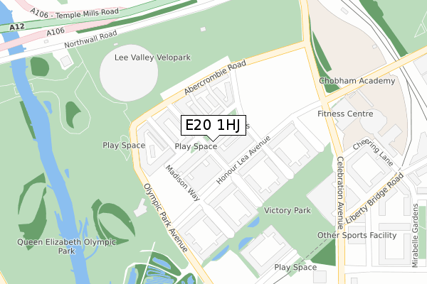 E20 1HJ map - large scale - OS Open Zoomstack (Ordnance Survey)