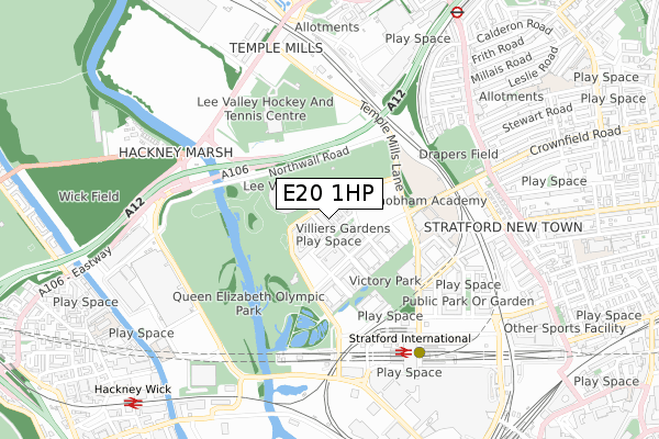 E20 1HP map - small scale - OS Open Zoomstack (Ordnance Survey)