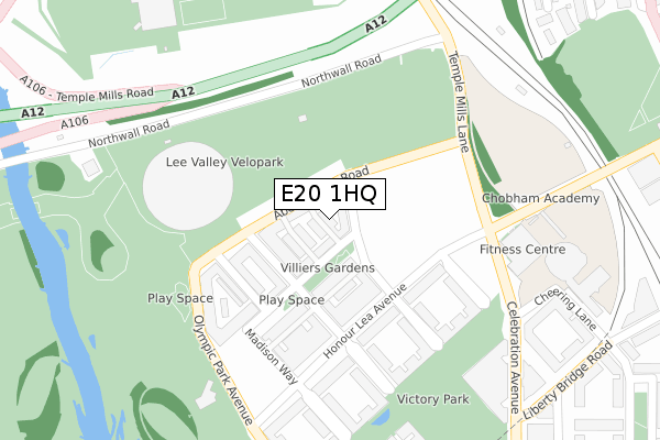 E20 1HQ map - large scale - OS Open Zoomstack (Ordnance Survey)