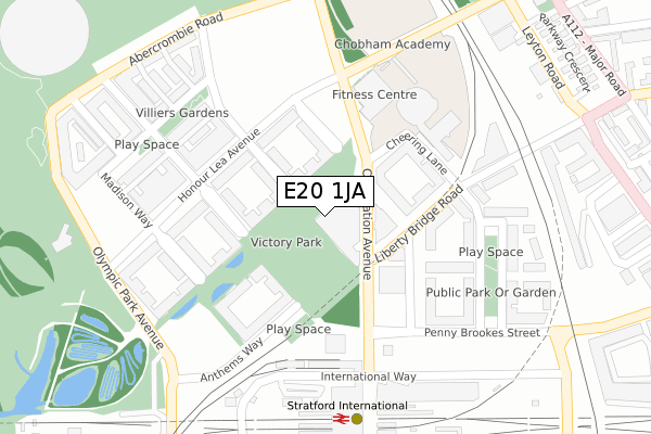 E20 1JA map - large scale - OS Open Zoomstack (Ordnance Survey)