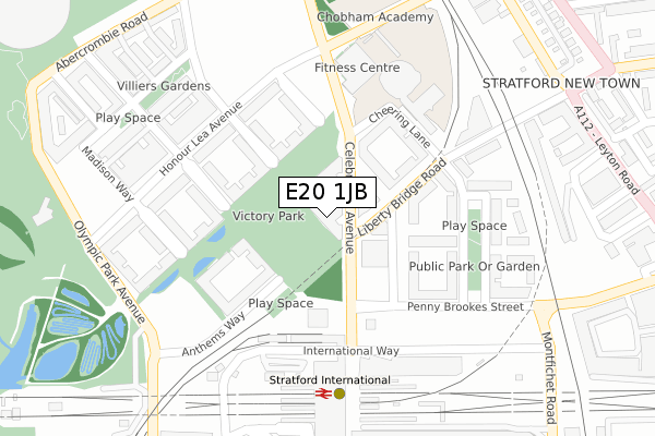 E20 1JB map - large scale - OS Open Zoomstack (Ordnance Survey)