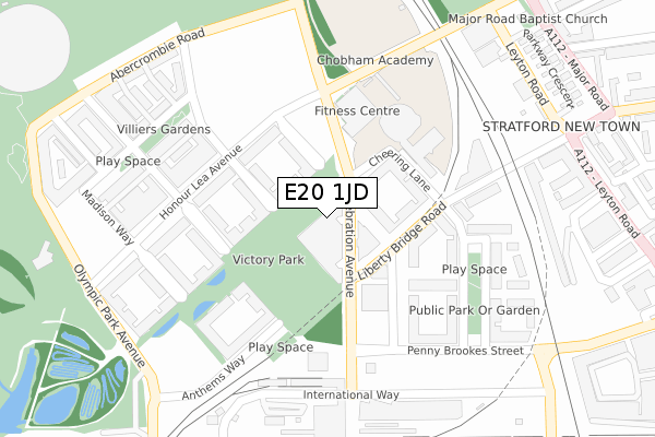 E20 1JD map - large scale - OS Open Zoomstack (Ordnance Survey)