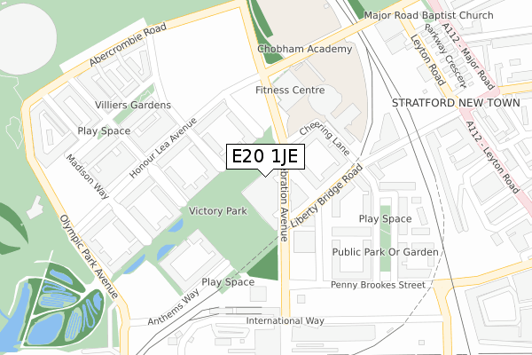 E20 1JE map - large scale - OS Open Zoomstack (Ordnance Survey)