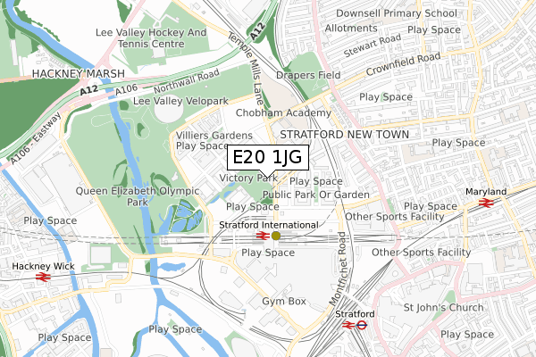 E20 1JG map - small scale - OS Open Zoomstack (Ordnance Survey)