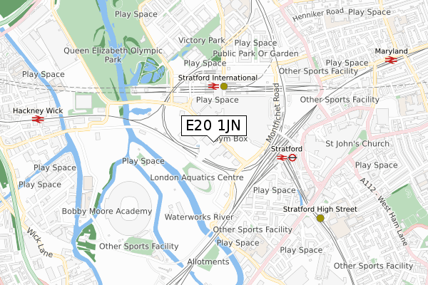 E20 1JN map - small scale - OS Open Zoomstack (Ordnance Survey)