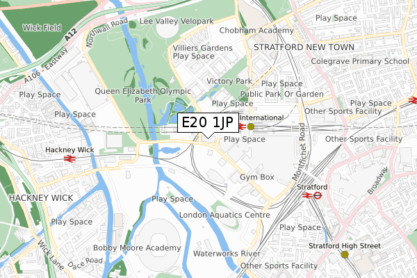 E20 1JP map - small scale - OS Open Zoomstack (Ordnance Survey)