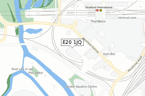 E20 1JQ map - large scale - OS Open Zoomstack (Ordnance Survey)