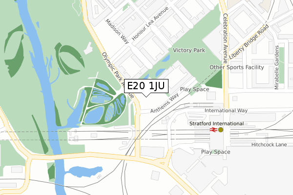 E20 1JU map - large scale - OS Open Zoomstack (Ordnance Survey)