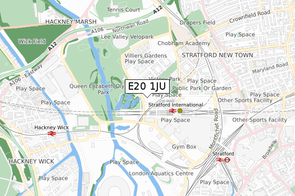 E20 1JU map - small scale - OS Open Zoomstack (Ordnance Survey)