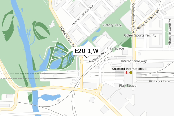 E20 1JW map - large scale - OS Open Zoomstack (Ordnance Survey)