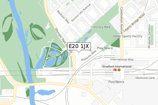 E20 1JX map - large scale - OS Open Zoomstack (Ordnance Survey)